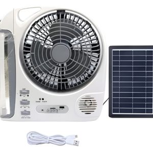 Ventilador Con Panel Solar 6 En 1 Recargable Gd-8028 20 Cm Blanco Plástico 3