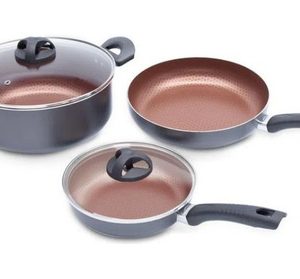 Juego Ollas Universal 5 Piezas Batería Antiadherente Opalo Negro
