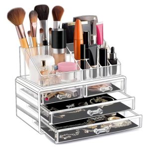 Organizador De Maquillaje En Acrilico Cosmeticos Grande Color Blanco