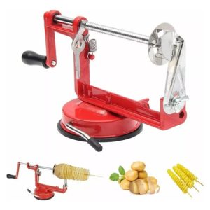 Pelador De Papas Y Verduras En Espiral Acero Inoxidable Rojo