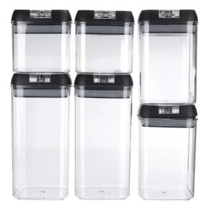 Set Recipientes De Alimentos Organizadores Despensa Cocina Negro