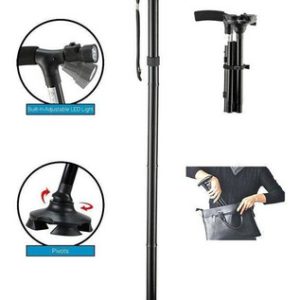 Trusty Cane Baston Ortopedico Plegable Con Linterna Luz Led Color Negro