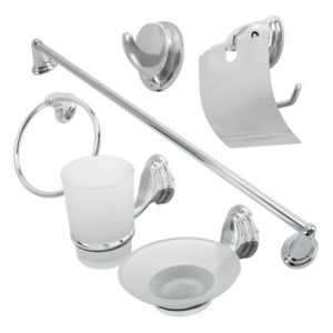Accesorios Para Baño 6 Piezas Zinc Organizadores Boccherini Plateado