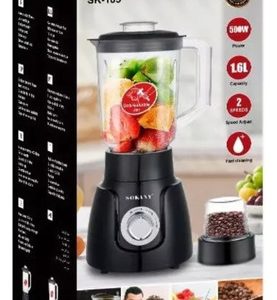 Licuadora 4 Velocidades + Grinder 500w 1500ml Sokany Gris