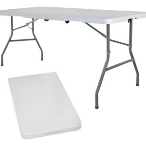 Mesa Portafolio Plegable 180cm Resistente Exterior Jardin Color Blanco