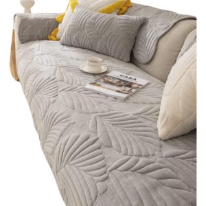 Protector De Sofa Forro Para Mueble 110 X 110  Gris Hojas