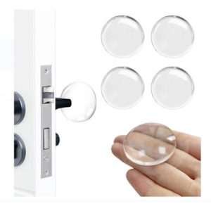 Protector De Pared 1.57  Pomo De Puerta Transparente Pack 4 Agua Redondo