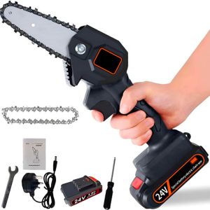 Mini Motosierra De Mano Portátil Ergonómico Recargable 24v C Negro