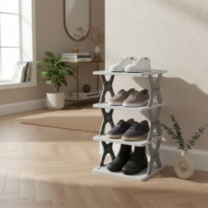 Zapatero Multiniveles Organizador Zapatos Plegable 3 Niveles Blanco