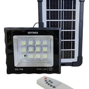 Lampara Solar Led Para Exterior Con Control Remoto Energia Negro