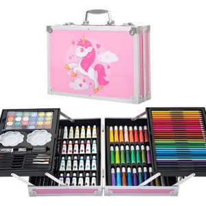 Set Kit Creativo Arte Dibujo Maleta Metálica X 145 Piezas Diseño Color Variado
