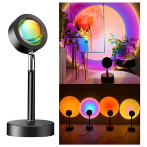 Lampara Led Proyectora Atardecer + Control 16 Colores Negro Blanco