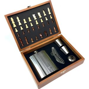 Set Kit Wiskera Licorera Elegante Con Ajedrez Incluido