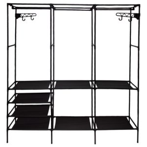 Closet Rack Organizador Metalico 3 Repisas Zapatero Armario Negro