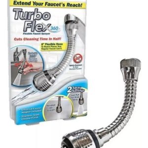 Extensión Flexible Para Grifo Llave De Agua Turbo Flex Color Plateado