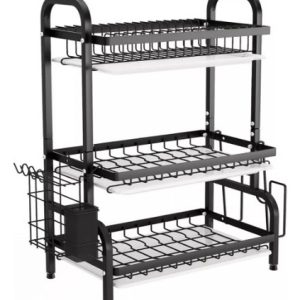 Platero Escurridor 3 Niveles Organizador Metálico Negro Negro