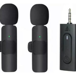 Dos Microfonos Parlante Solapa Inalambricos Receptor 3.5mm Negro