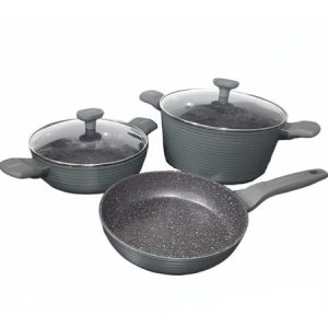 Juego De Ollas En Marmol Antiadherentes 5 Piezas Renahouse Verde Oscuro