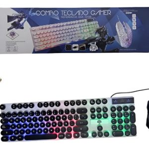 Teclado Y Mouse Gammer Kit Gamer Alámbrico Rgb Combo Pc  Blanco