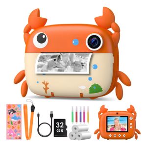 Camara Instantanea Niños Hd 12 Mp/1080p Cangrejo Naranja Naranja