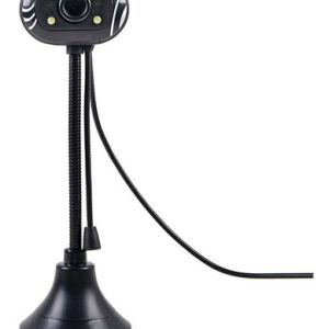 Camara Web Microfono Incorporado Usb Luz Led Pc Portatil Negro