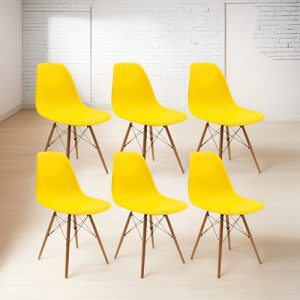 Kit 6 Sillas Eames / Comedor, Restaurante/ Estructura De La Silla Amarillo