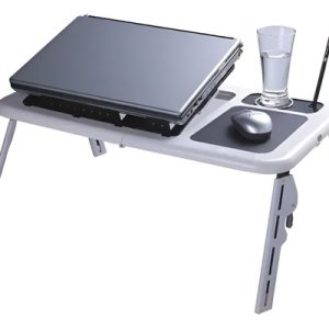 Mesa Con Base Portatil Refrigerador + Pad Mouse + Portavasos Blanco