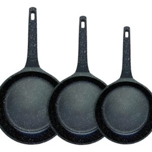 Juego De Sartenes En Mármol Renahouse Tapa De Vidrio 6 Pcs Color Negro