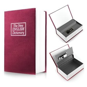 Caja Fuerte Menor Dinero Llave Forma Libro Camuflado Pequeño Color Rojo