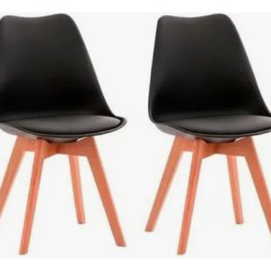 Kit 2 Silla Eames Con Asiento Acolchado Comedor Restaurante Liso Negro Negro