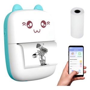 Mini Impresora Termica Portatil Inalambrica Recargable Color Celeste