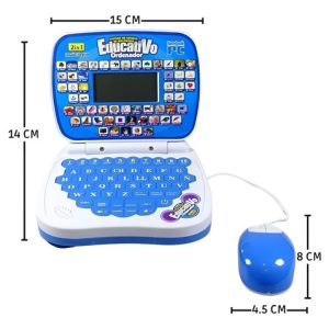 Laptop Educativo Ordenador Infantil Bilingüe Español Inglés Azul Con Mouse