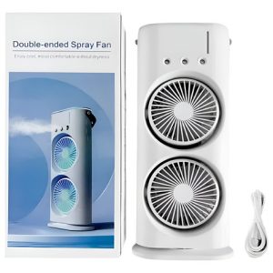 Ventilador De Torre Doble Aire Acondicionado Humidificador 33 Cm Blanco Plástico