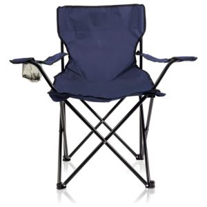Silla Plegable Para Camping Olu Portátil Con Portavasos Color Azul Oscuro