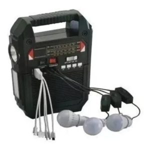 Radio Parlante Multifuncional Bombillo Solar Recargable Negro