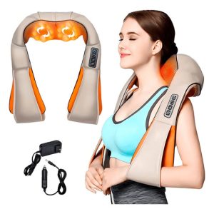Masajeador Electrico Cuello Hombro Espalda Calor Beige Genérica
