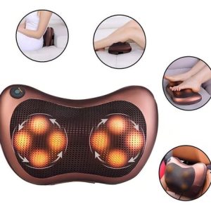 Almohada Masajeador Cuello Cervical Cojin Infrarojo Lucesled Color Rojo