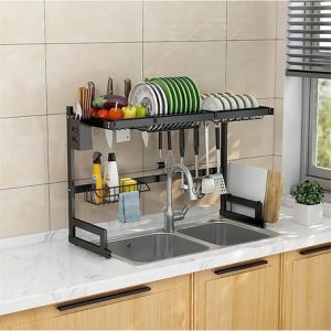 Seca Platos Escurridor De Loza 85 Cm Organizador Cocina Color Negro