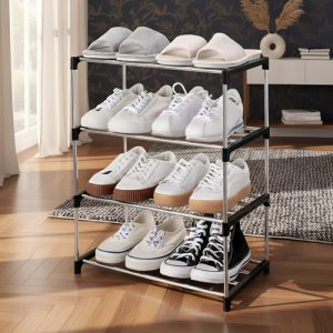 Zapatero Organizador De Zapatos Metálico 4 Niveles Practico Color Negro E Siete Company