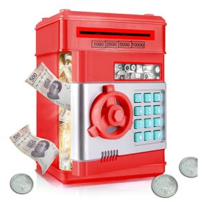 Alcancia Electronica Juguete Tipo Caja Fuerte Piggy Bank Color Rojo