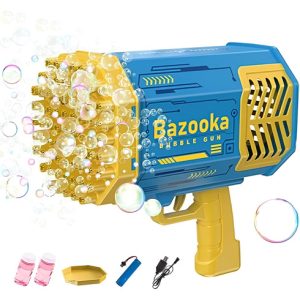 Pistola Burbujas Fbci 6000 Minuto Azul Con Luz Y Sonido Incluye Líquido