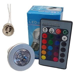 Bombillo Led Colores Rgb 3w Gu10 Control Remoto+ Socket Gu10 Multicolor