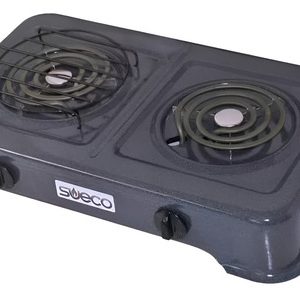 Estufa Electrica Sobremesa Doble Hornilla Portatil Negro Moteado