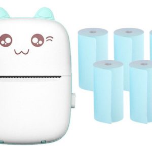 Impresora Termica Bluetooth Portatil Etiqueta + 5 Rollos Color Blanco