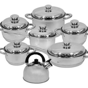 Bateria De Ollas Acero Quirurgico Hoffman Germany 13 Piezas Plateado