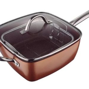 Sarten Freidora Antiadherente Ceramica Hornear Asar Bronce