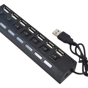 Hub Usb 7 Puertos Multiplicador Extensor Carga Datos Usb 2.0 Negro
