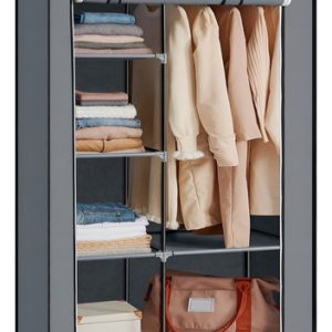 Armario De Tela Desarmable Closet Plegable Doble 105 X 175cm Color Gris