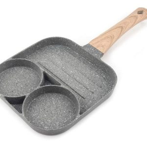 Sartén Antiadherente Multiusos 3 Puestos Plancha Para Asar Gris