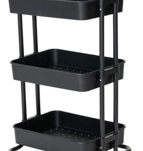Carrito Organizador 3 Niveles Y Ruedas Carro Almacenamiento Negro